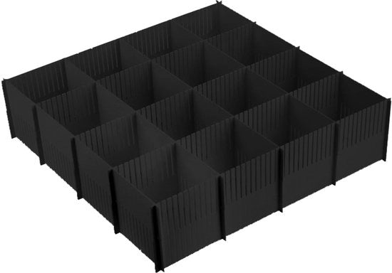 Set di 10 distributore di carico, 38 x 11 cm, distributore di carico regolabile, distributore di carico in plastica per DIY, utilizzabile per intimo, calze, cosmetici, camera da letto e ufficio (nero)