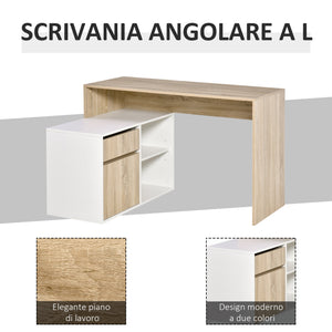 Scrivania Angolare da Ufficio 120x92x75,5 cm in Legno Rovere e Bianco