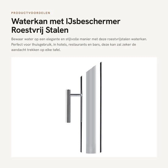 Elegante Waterkan in Acciaio Inossidabile 2L - Waterkan con Coperchio - Protezione dal Gelo - Maniglia Ergonomica - Servizio di Stile - Adatto per Casa e Ristoranti - Pitcher