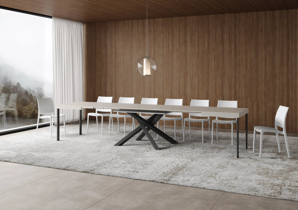 Tavolo Allungabile 140-400x90x77 cm Volantis Cashmere Telaio Antracite