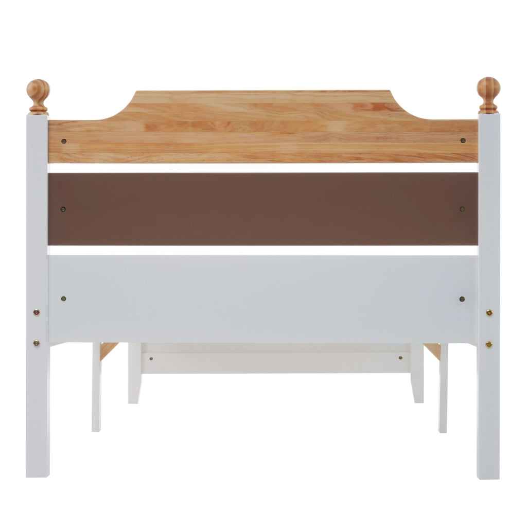 Letto Singolo 90×200 cm; 1 Posto con Testiera e Pediera a Contrasto; senza Materasso; Legno e MDF