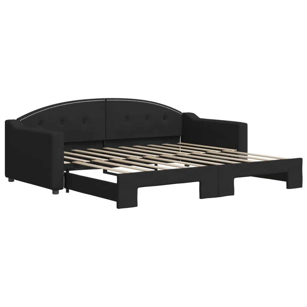 Divano Letto con Letto Estraibile Nero 90x190 cm in Tessuto