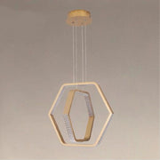 Trade Shop - Lampadario A Sospensione Led 48 W Esagonale Effetto Cristallo Moderno Oro 31852 -