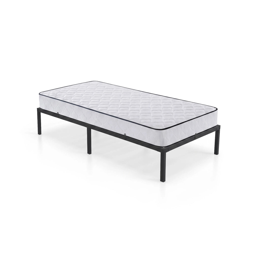 Struttura Letto Pieghevole in Metallo con Materasso Rete a Doghe 90x190 cm Nero Letto per Ospiti 6 Gambe 10 Doghe