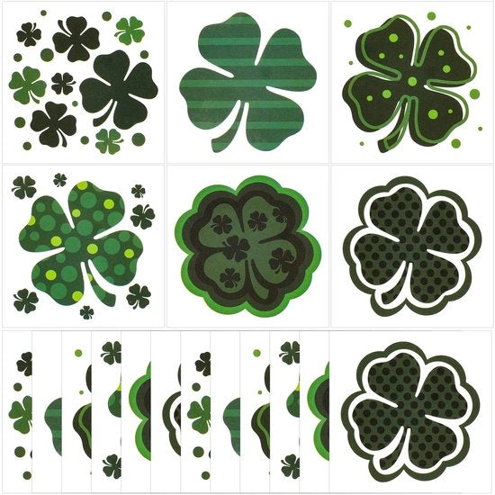Tatuaggi Temporanei per Festa di San Patrizio - 72 Stilografici - Disegni per Tatuaggio del Viso - Foglie di Quattro Clavichi Verde - Per Bambini/Adulti - Non Applicare su Pelle Sensibile - Tatuaggio Temporaneo