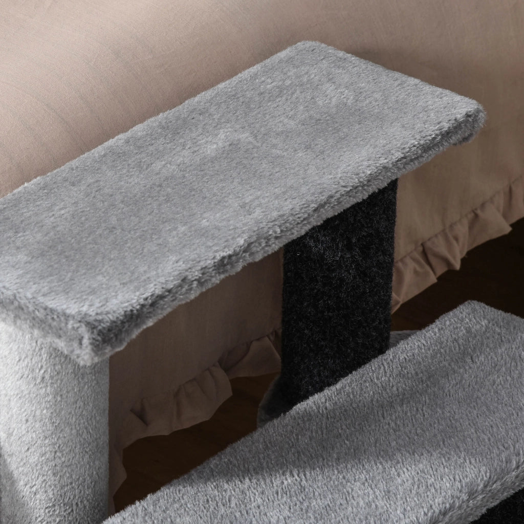 Scala per gatti a 3 livelli con palo graffiante ¨C Zephmum ¨C Grigio 45x40x48 cm