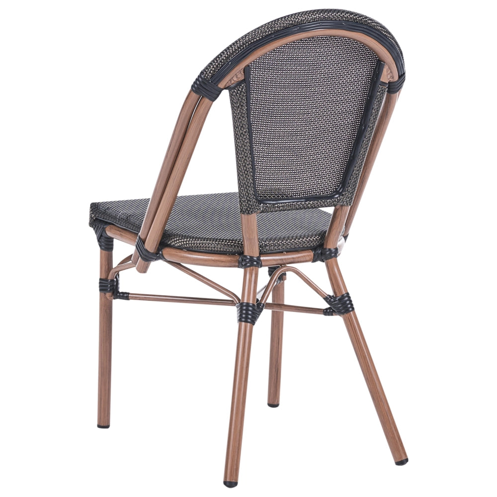 Set di 4 sedie da giardino in rattan PE grigio con seduta in vimini e struttura in alluminio per interni ed esterni