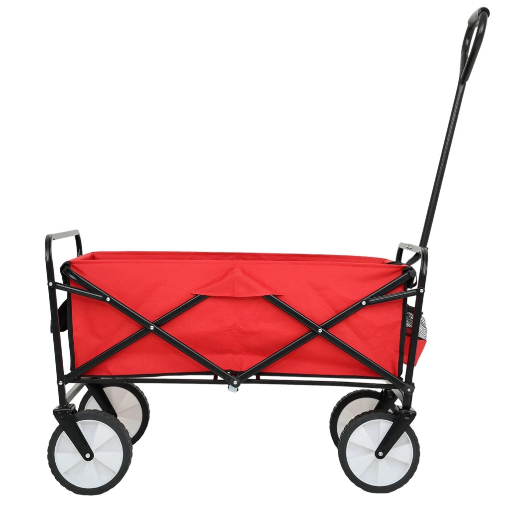Carrello da Spiaggia Pieghevole TYRS con Ruote in Plastica, Portata Massima 120 kg, Colore Rosso