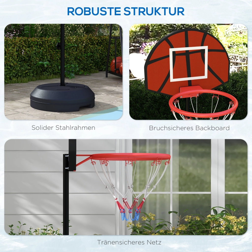 Canestro da Basket con Bersaglio Freccette ¨C Xylo ¨C Altezza Regolabile 98-148cm Nero
