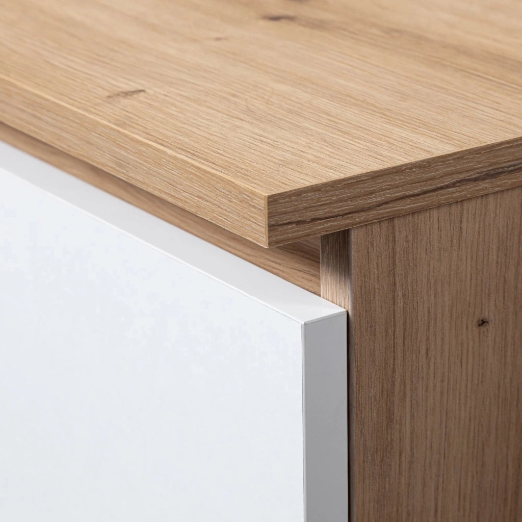 Cassettiera AKORD K100 Quercia Artigiana 101 cm 2 ante 3 cassetti inserto frontale Bianco 101x35x76 cm