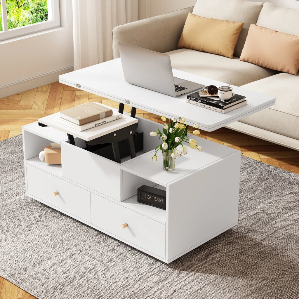 TAVOLO SOFFICE ALZABILE E PIEGHEVOLE 100x50x47,5 cm BIANCO MDF