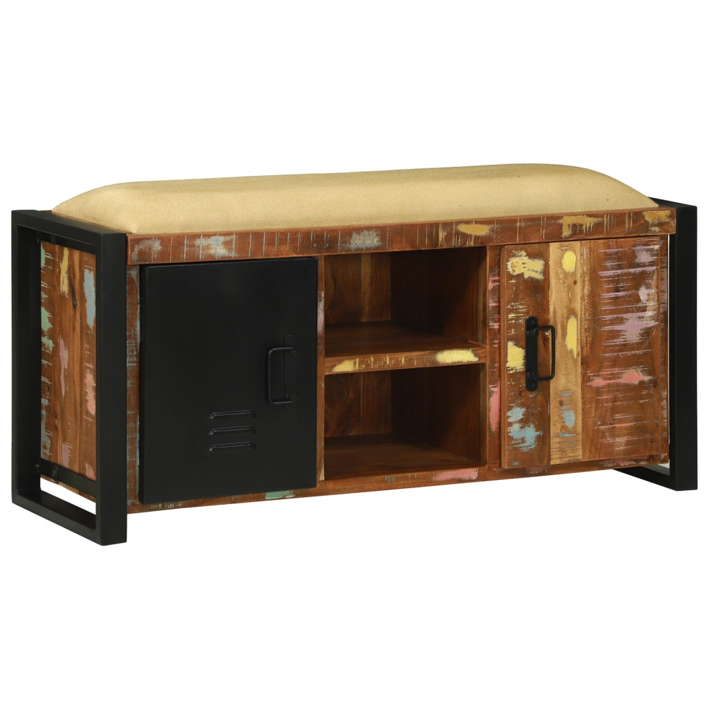 Panchina Cabinet Multicolore 100x35x50 cm Legno Massello di Recupero