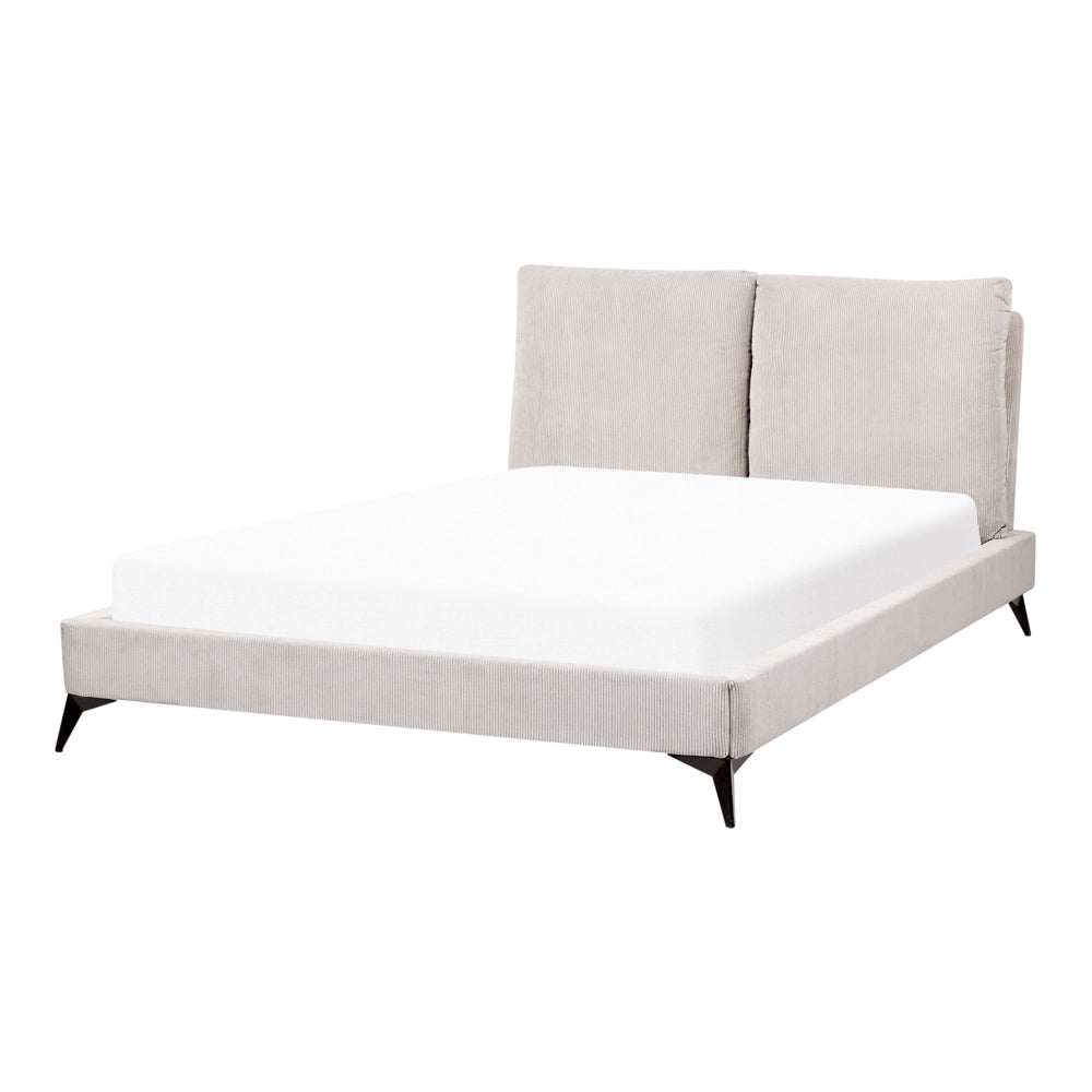 Letto imbottito moderno in velluto a coste beige 140 x 200 cm moderno elegante