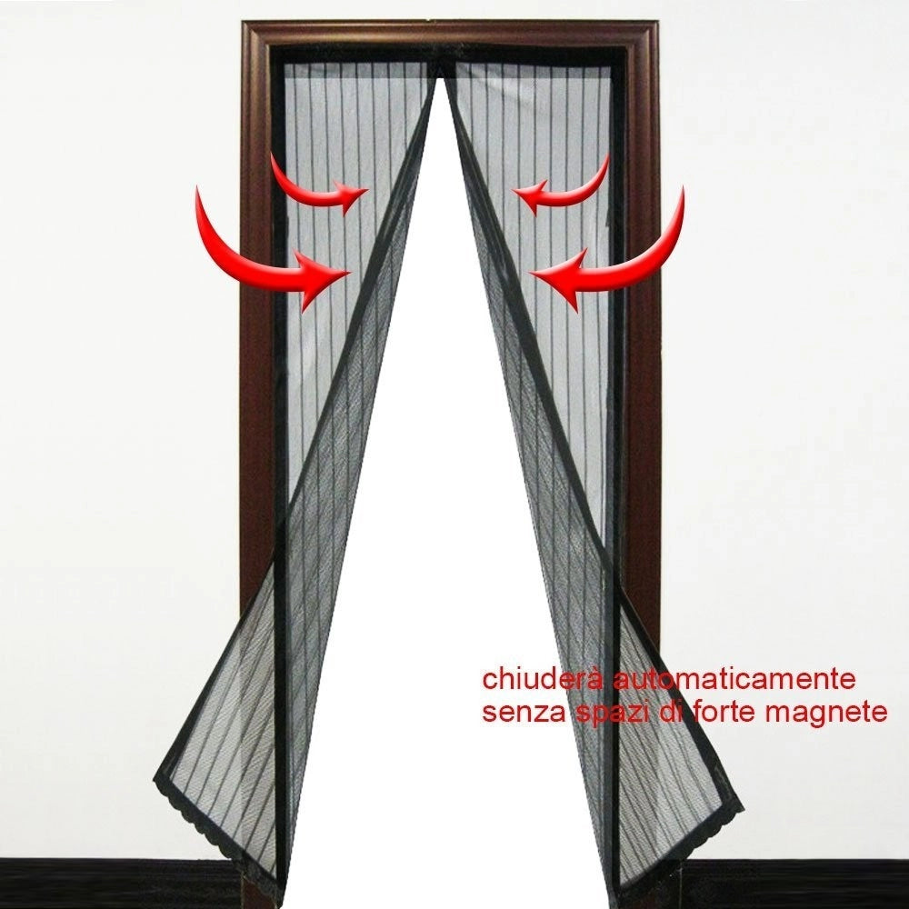 Trade Shop - Zanzariera Magnetica Per Porte 140 X 240 Cm Universale Nera Tenda Zanzariera -