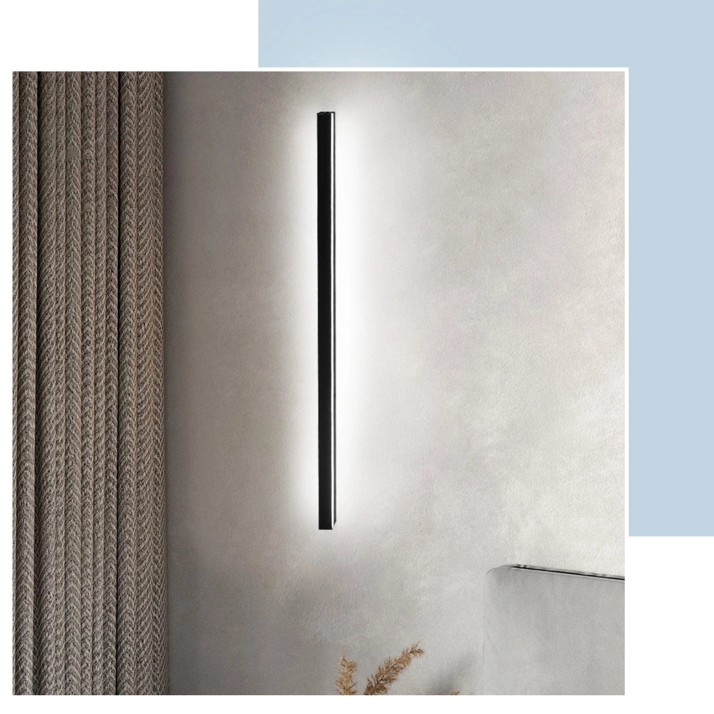 ZMH Applique LED da parete per interni 100cm bianco freddo metallo nero 32W soggiorno cucina