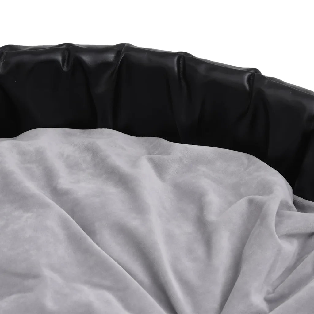 Lettino per Cani Nero e Grigio 90x79x20 cm Peluche e Similpelle cod mxl 46076