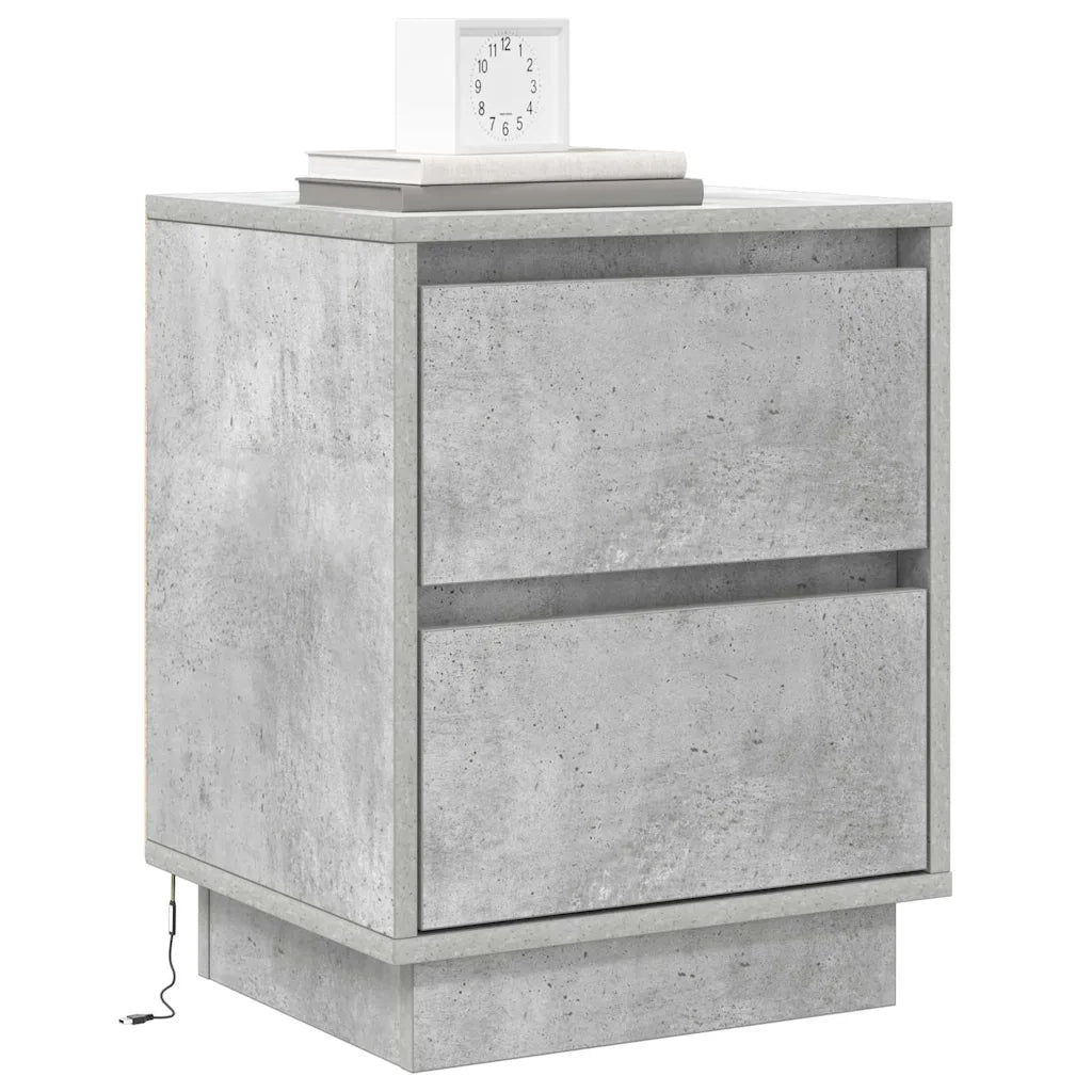 Set di 2 Comodini | Armadio da Notte | Mobiletto da notte Grigio cemento 39 x 34,5 x 50 cm