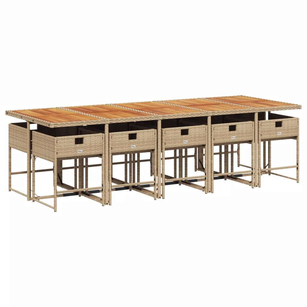 Set da Pranzo da Giardino 11 pz con Cuscini Beige in Polyrattan 3278067