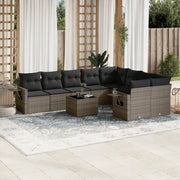 Set Divano da Giardino 10 pz con Cuscini Grigio in Polyrattancod mxl 88868