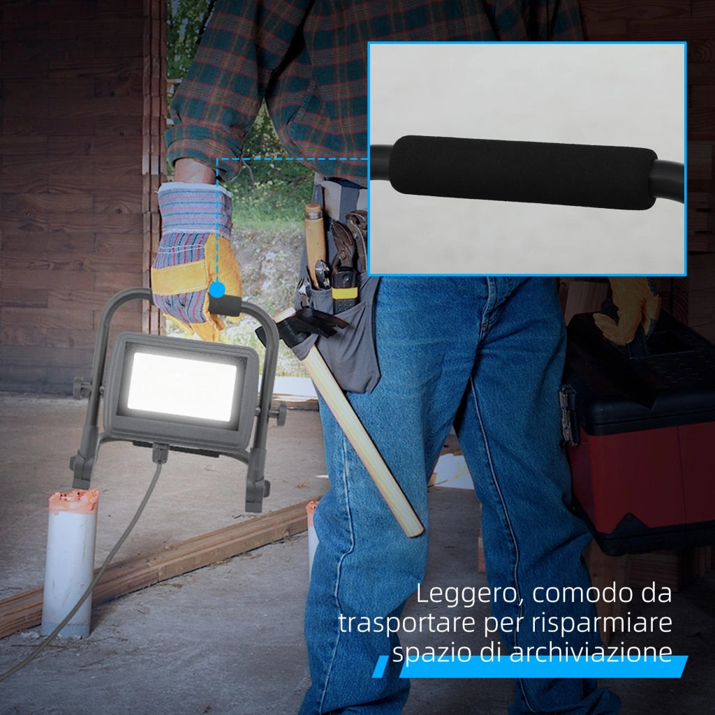 Faretto LED da Esterno IP65 25,5x16x25,5 cm da 6500k con Testa Girevole e Supporto Nero