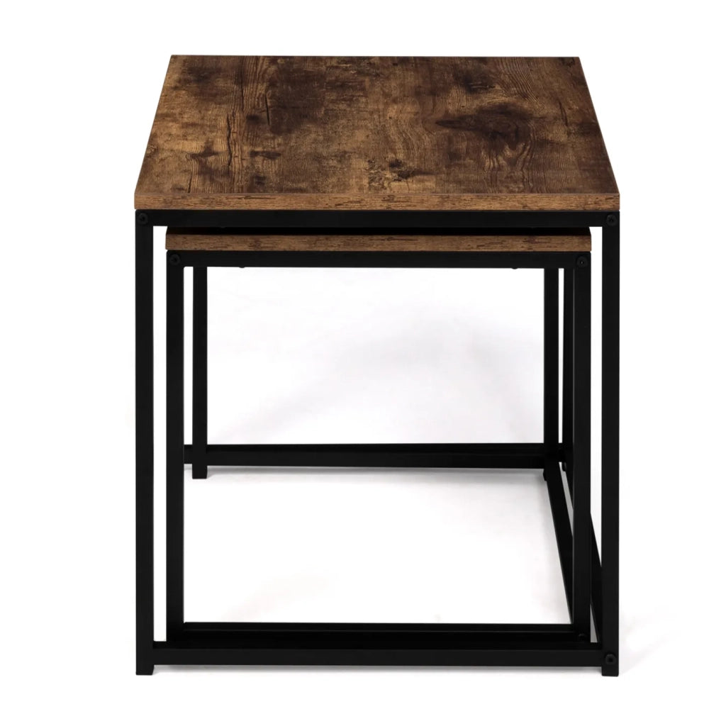 IDMarket - Set di 2 tavolini DAYTON 40/45 con piani ad effetto invecchiato, design industriale