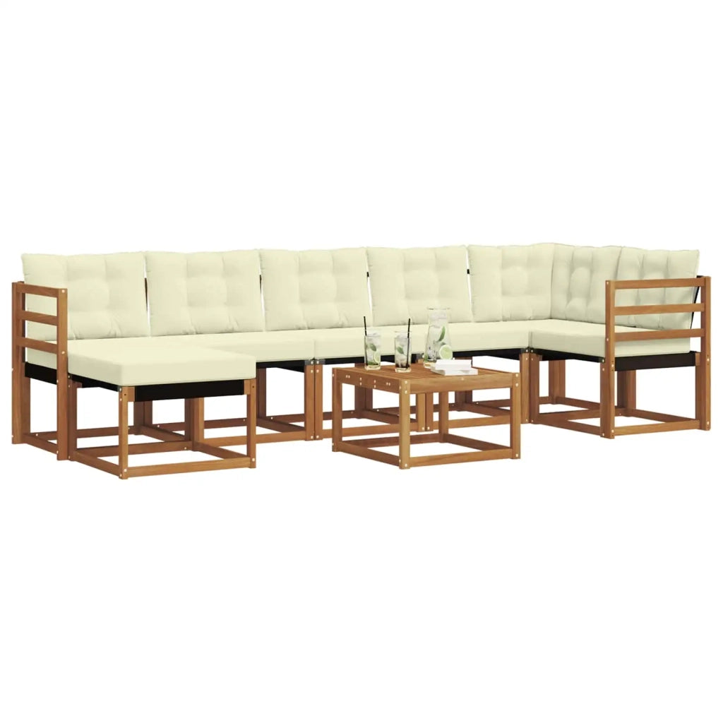Set di divani da esterno con cuscino 8 pcs Naturale e Crema 3368893