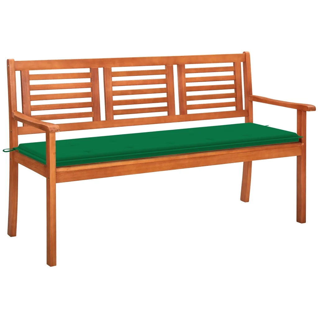 Panchina da Giardino 3 Posti e Cuscino 150cm Massello Eucalipto cod mxl 75770