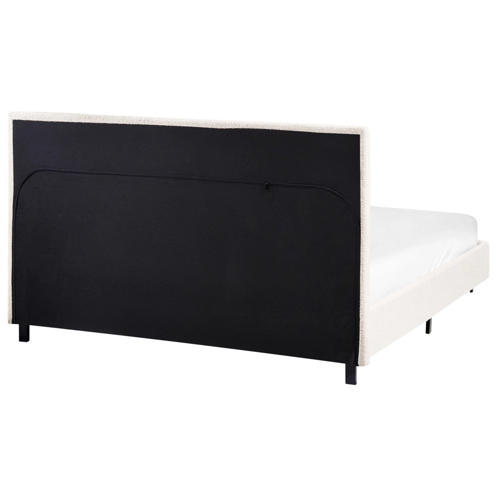 Letto con testiera piccola 120 x 200 cm in bouclé bianco sporco dal design moderno