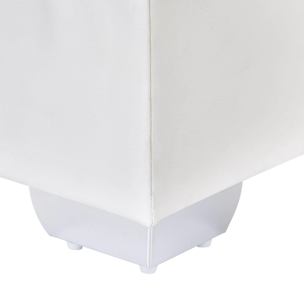 Letto continentale 160 x 200 cm in ecopelle bianca con materasso a molle insacchettate