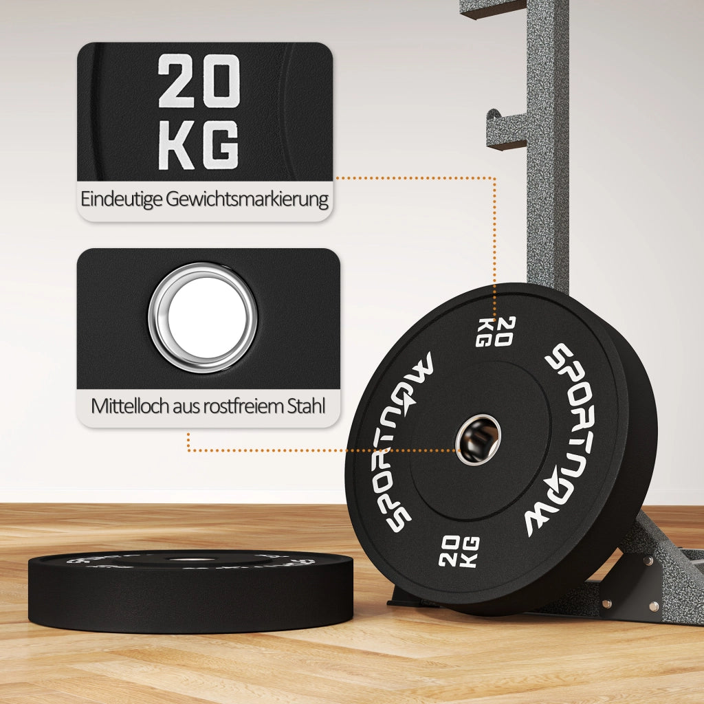 Set di dischi per bilanciere ¨C zephmum ¨C 2x20 kg, gomma, nero
