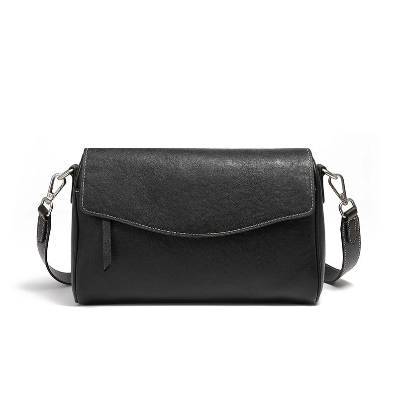 Borsa a tracolla da donna in vera pelle nera