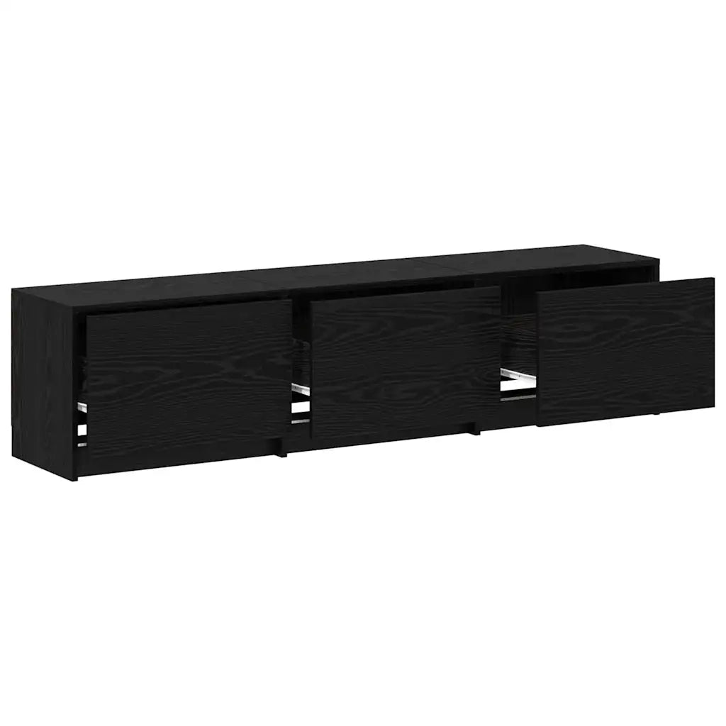 Mobile TV con LED con cassetto-Credenza TV Rovere Nero 162 x 34 x 40 cm
