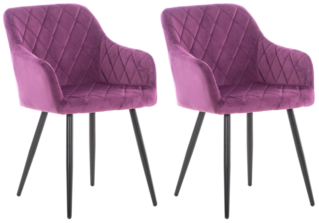 Set di 2 sedie da pranzo Shila viola,Velluto