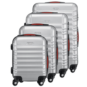 Set 4 Valigie Rigide Trolley Easy Roll Bagaglio a Mano e Stiva da Viaggio in ABS Argento