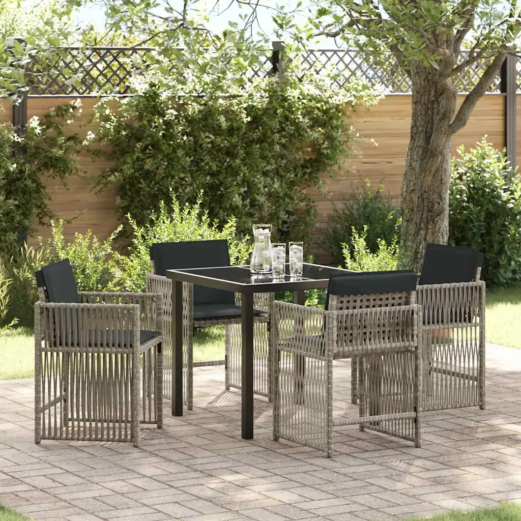 Set da Pranzo per Giardino 5 pcs Grigio chiaro polyrattan 3380789