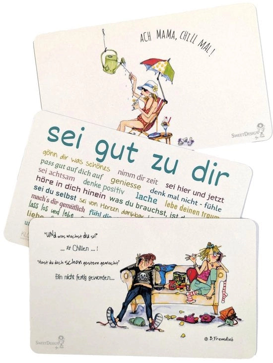 Tre mensole per colazione con motivi di Barbara Freundlieb, snodo, CHILL, ca. 14,8 x 23,4 cm