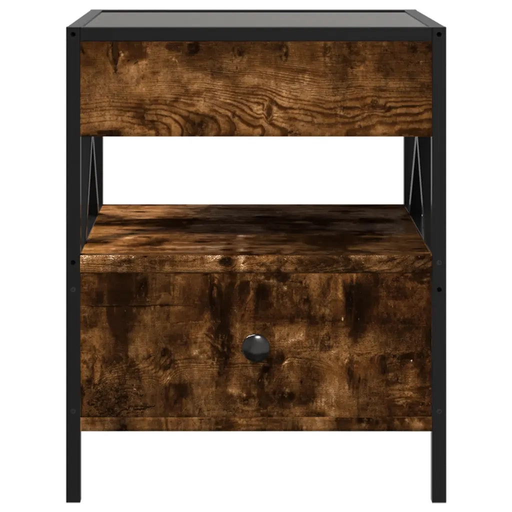 Tavolino da Salotto con LED Infinity Rovere Fumo 40x40x51 cm 847719