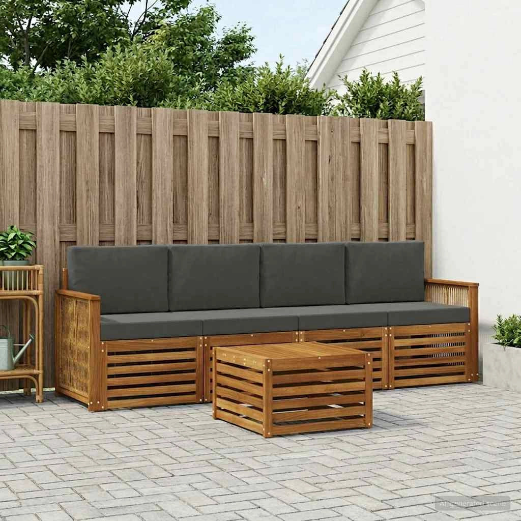 Set di divani da esterno 5 pz Naturale e Antracite 3383998