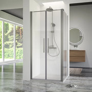 Box doccia 100x70cm con apertura saloon e parete fissa, profili cromati e vetro da 6mm trasparente h195 | Elba