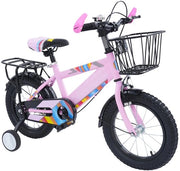 Bicicletta per bambini da 3 a 6 anni con ruote a protezione laterale, portapacchi e sella regolabile e gomme antiscivolo