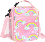 Borsa isolata per picnic per bambini, piccola borsa per bambine con contenitore per bottiglia, borsa impermeabile per picnic a scuola
