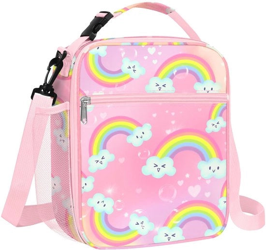 Borsa isolata per picnic per bambini, piccola borsa per bambine con contenitore per bottiglia, borsa impermeabile per picnic a scuola