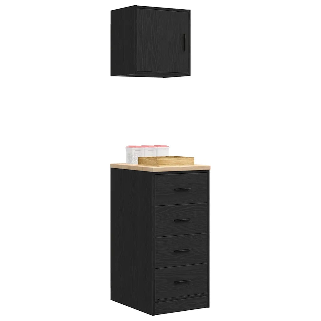 Armadi da Garage 2 pz Neri in Legno Multistrato 3328324