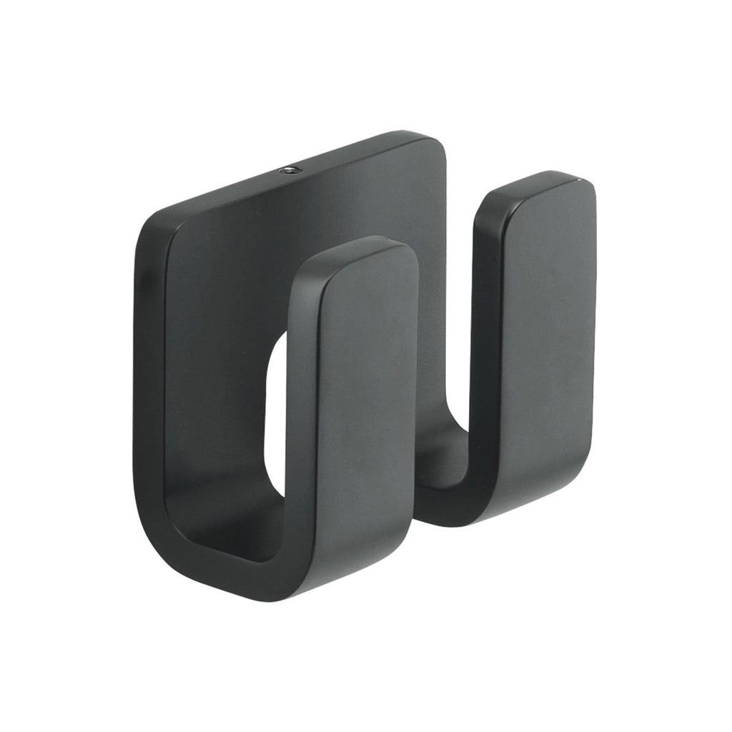 Appendiabiti doppio da muro in ottone, acciaio inox e Cromall 3228 Gedy serie OUTLINE Nero Opaco