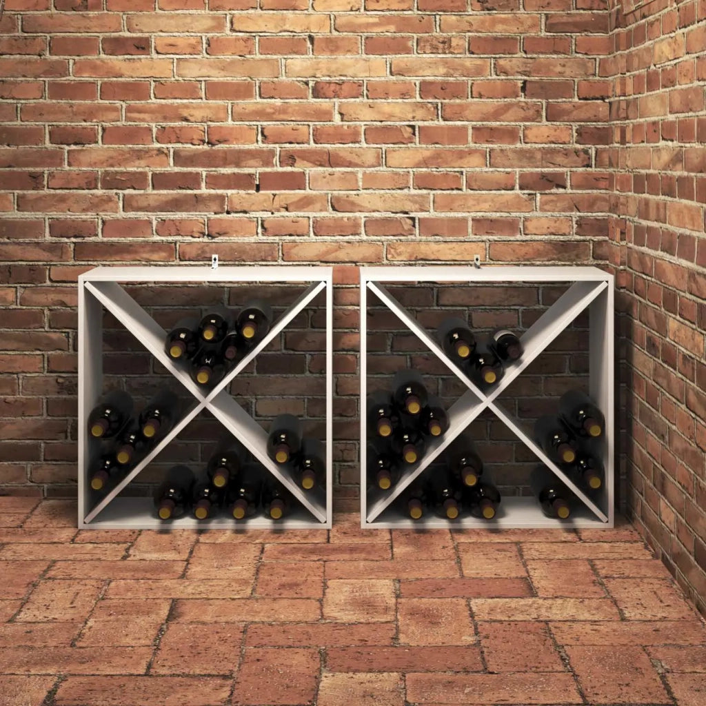 Portabottiglie 2 pcs Bianco 62 x 25 x 62 cm Pino massello