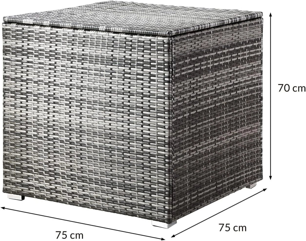 ® Baule da Giardino 318 L Impermeabile 75x75x70cm Contenitore Esterno Polyrattan Grigio