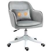 HOMCOM Poltrona da ufficio in velluto poltrona da ufficio massaggiante cuscino lombare integrato regolabile in altezza girevole a 360° grigio chiaro