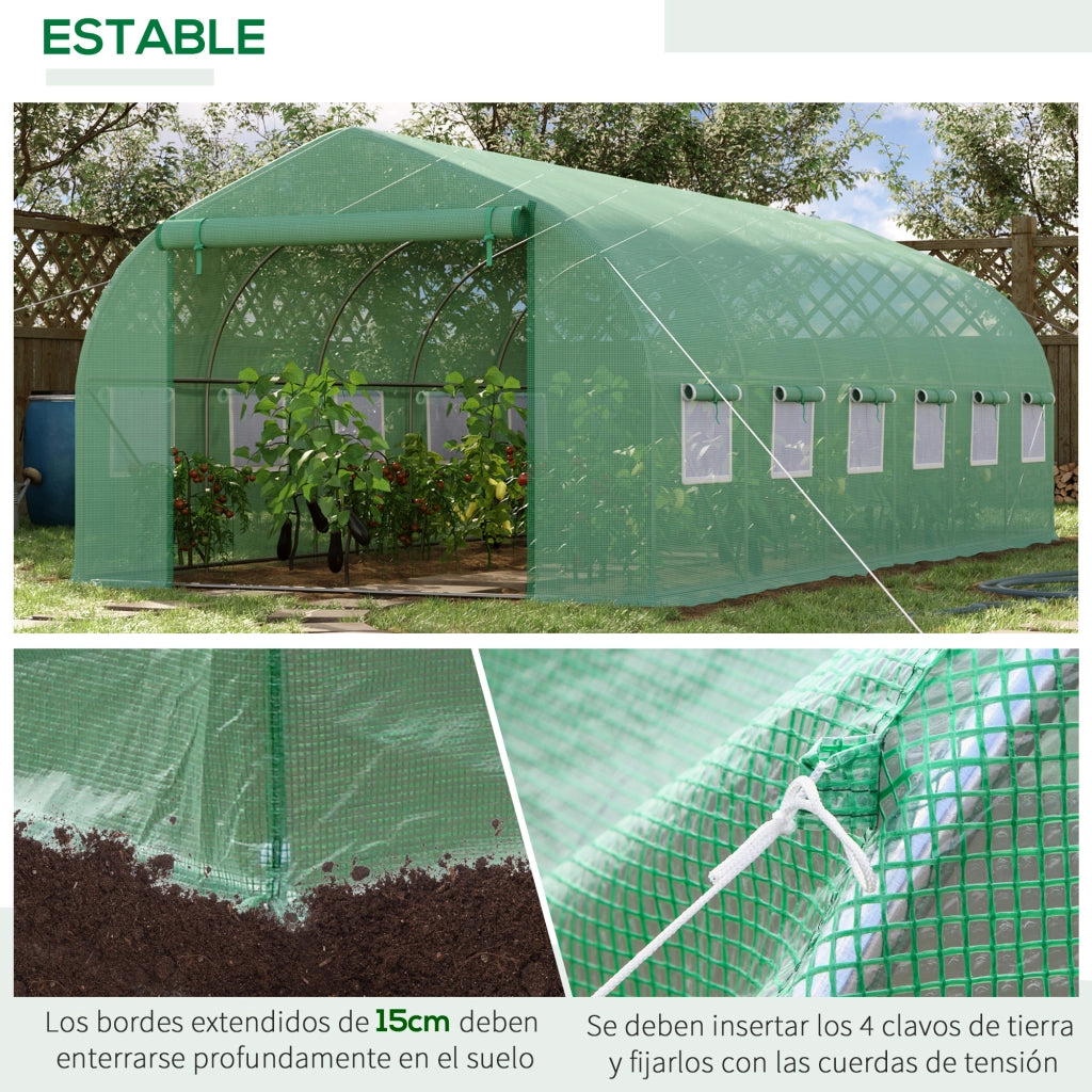Serra da Giardino Tunnel Grande 6x3x2 m ¨C zephmum ¨C Verde con 12 Finestre e Porta a Zip
