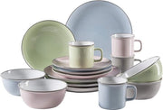 Servizio da 4 persone in stile vintage moderno - set da 16 pezzi in ceramica - design retro in pietra - Modello: Maila
