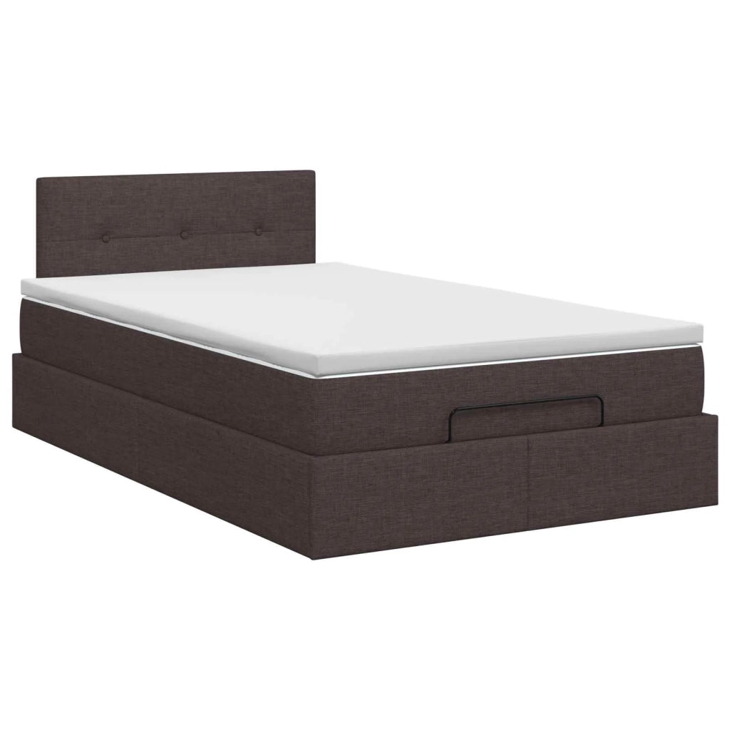 Letto ottomano con materasso Marrone Scuro 120 x 190 cm Tessuto 3456312